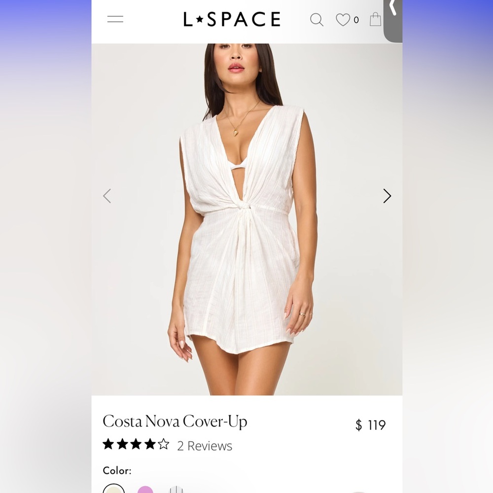 L Space Costa nova coverup dress cream NWT never worn size M